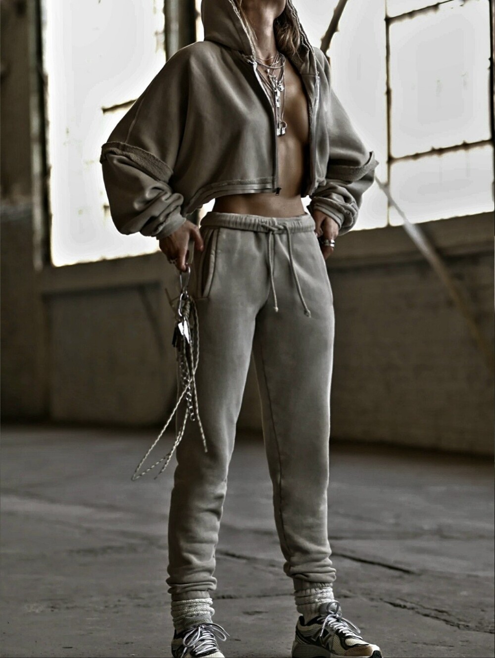 Joah Brown Jogger Charcoal Gray Women's S/M Fleece Activewear